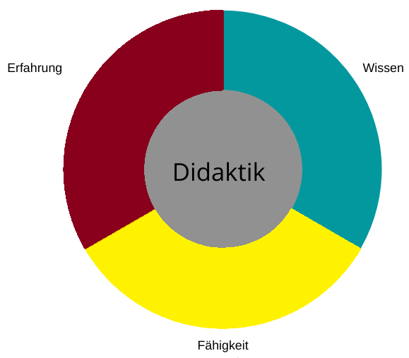 Jede Kompetenz stetzt sich aus Wissen, Fähigkeit und Erfahrung zusammen. Zusätzlich braucht jeder Lehrer noch die entsprechende didaktische Qualität.