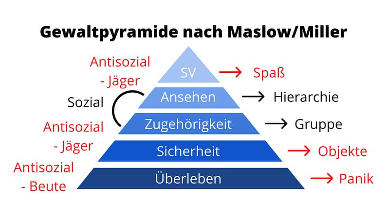 Gewaltpyramide nach Abraham Maslow und Rory Miller